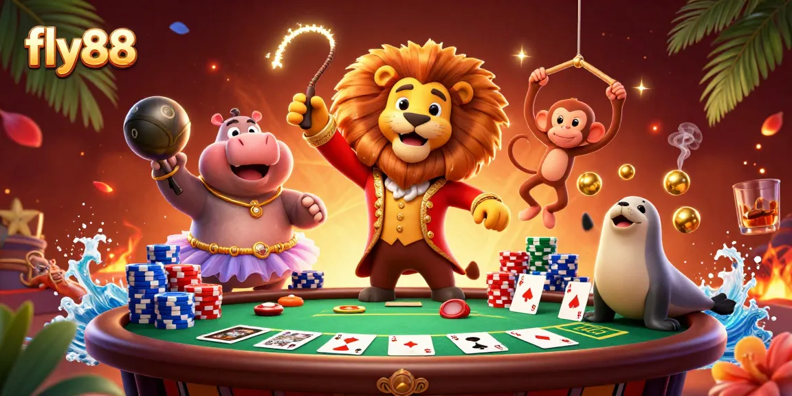 Experience the vibrant gaming universe of fly88, featuring a lively carnival scene with casino elements!
