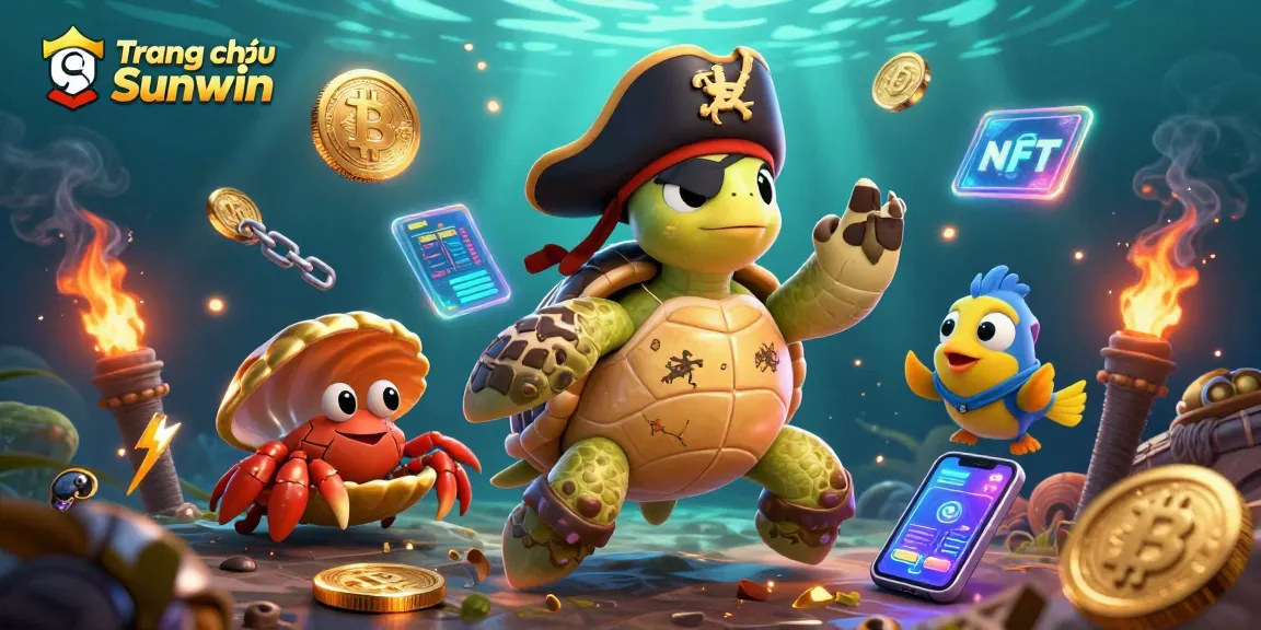 Experience the thrill with Trang chủ Sunwin's vibrant 3D scene featuring crypto treasures and animated characters.