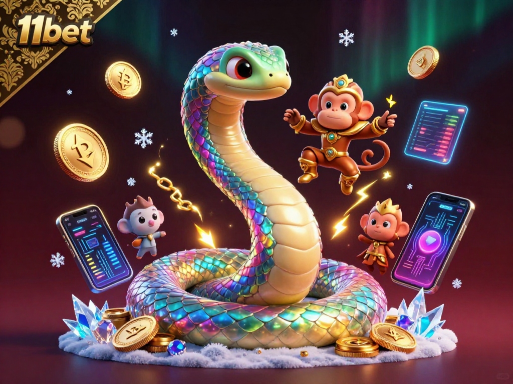 Experience the excitement of 11bet with vibrant 3D illustration featuring crypto coins and magical elements.