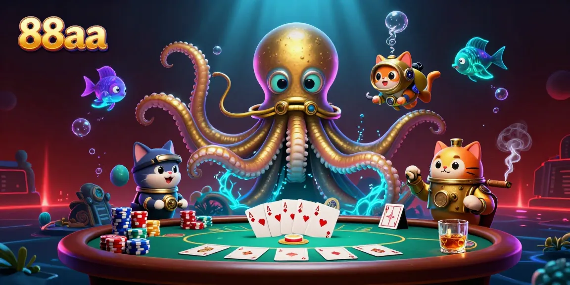 Experience excitement with 88aa as a cartoon kraken and diving cat enrich the poker action.