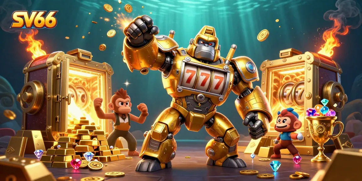Engage with SV66's thrilling gaming experience featuring dynamic 3D characters and vibrant casino elements.