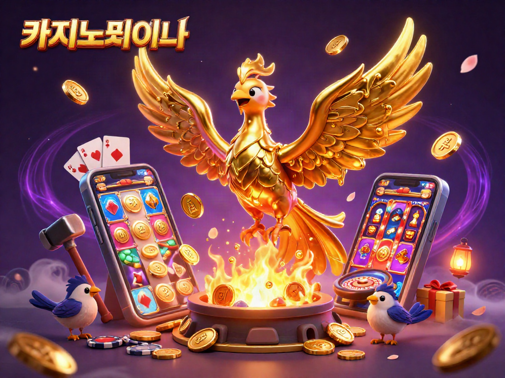 카지노사이트에서 즐길 수 있는 슬롯 게임과 황금 봉황이 함께하는 화려한 일러스트