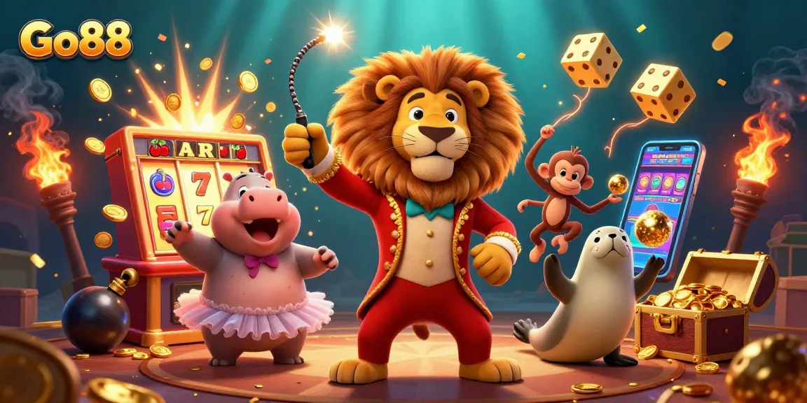 Experience the action at Go88 with captivating casino characters and vibrant gaming elements.