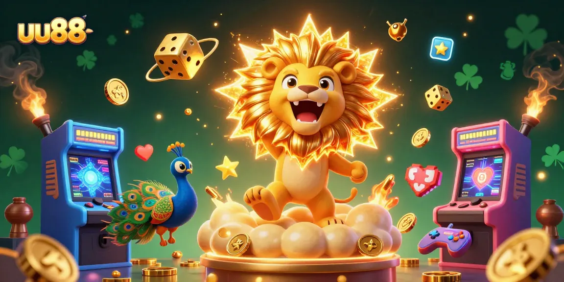 uu88 spins winning reels in an exhilarating showdown with vibrant casino elements and a lion champion