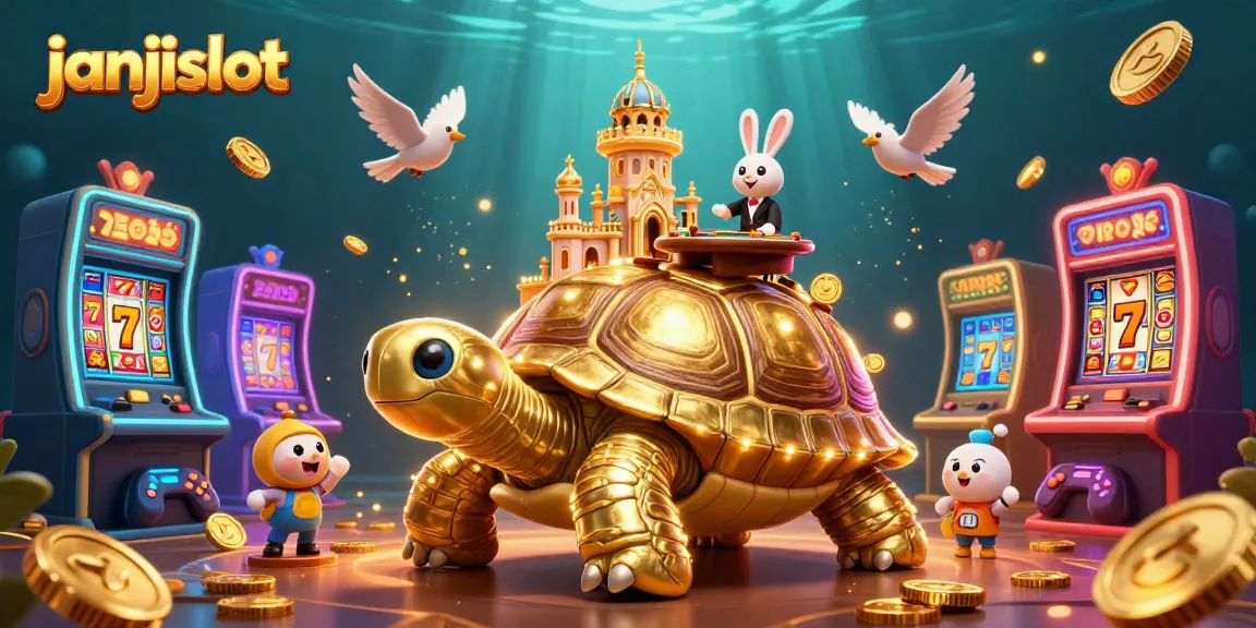 Experience the thrilling janjislot adventure with a golden tortoise casino scene, capturing excitement and winnings.