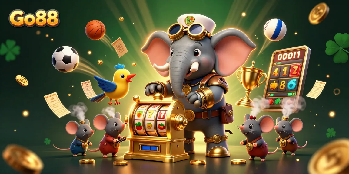Experience Go88's thrilling slot machines and dynamic game action with vibrant 3D elements.