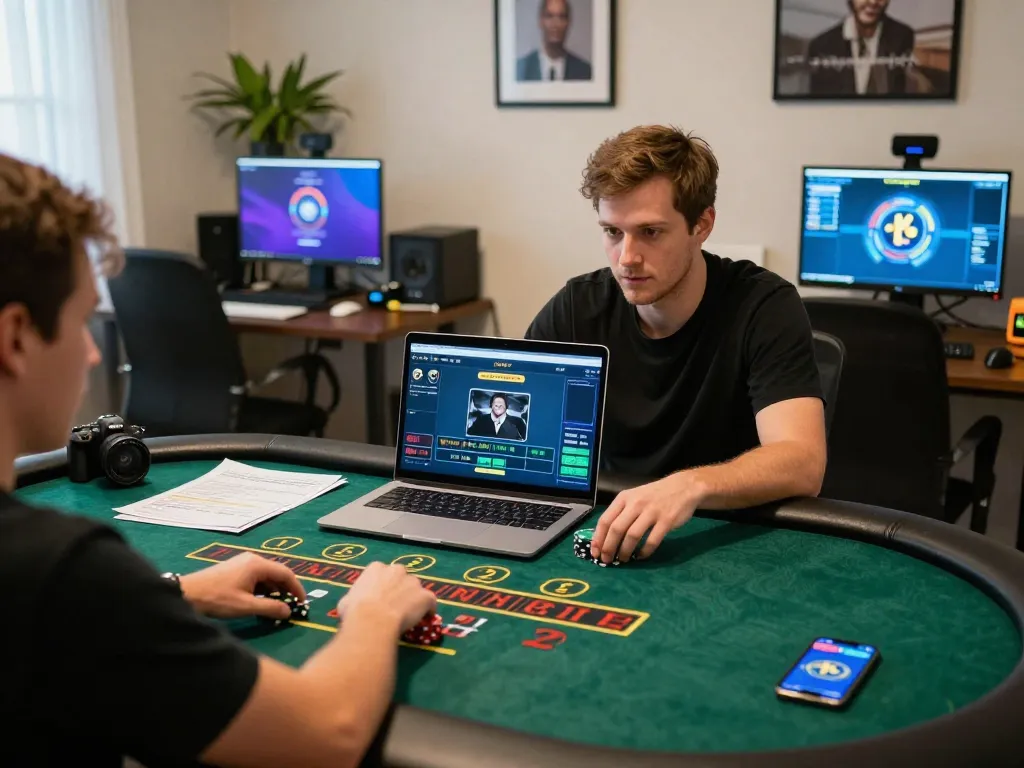 KQBD player engaging with a live dealer blackjack game online, showcasing strategic gameplay.