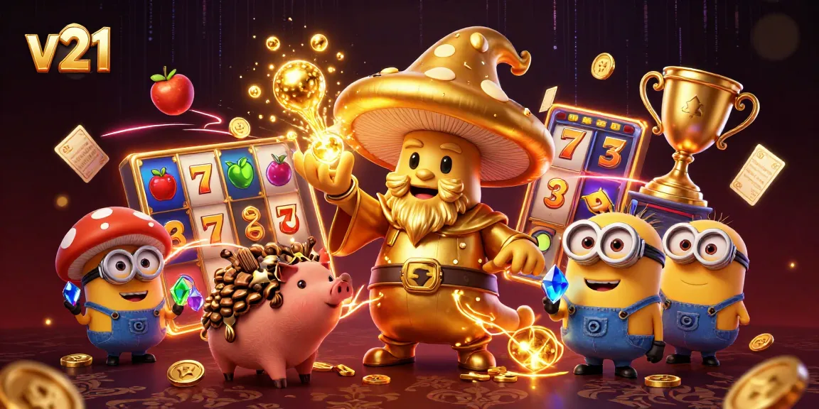 Menangkan jackpot v21 dalam permainan slot berwarna-warni dengan karakter sihir di kasino.