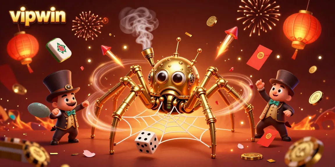 Experience the thrill of vipwin with a festive 3D casino scene filled with golden elements and excitement.