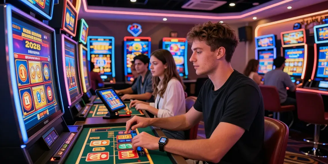 Exciting new online casinos UK scene with players enjoying engaging digital games in a vibrant atmosphere.