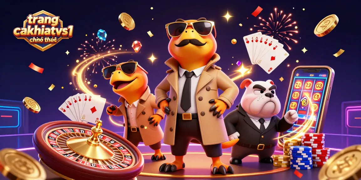Experience the excitement at trang cakhiatvs1 chính thức with raptors in a trench coat entering a VIP lounge while golden coins cascade around.