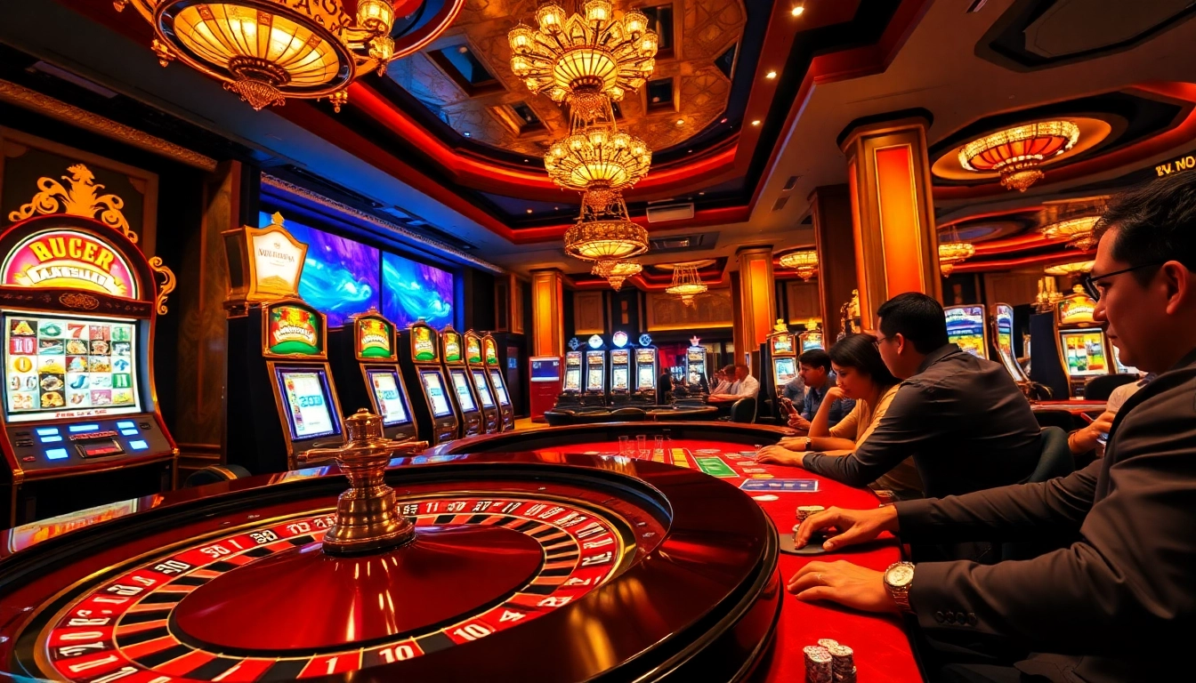 Engage with exhilarating casino gameplay at https://medialingkar.com/goa-dayeuh-karawang-diam-diam-mendunia/, showcasing vibrant roulette tables and slot machines.