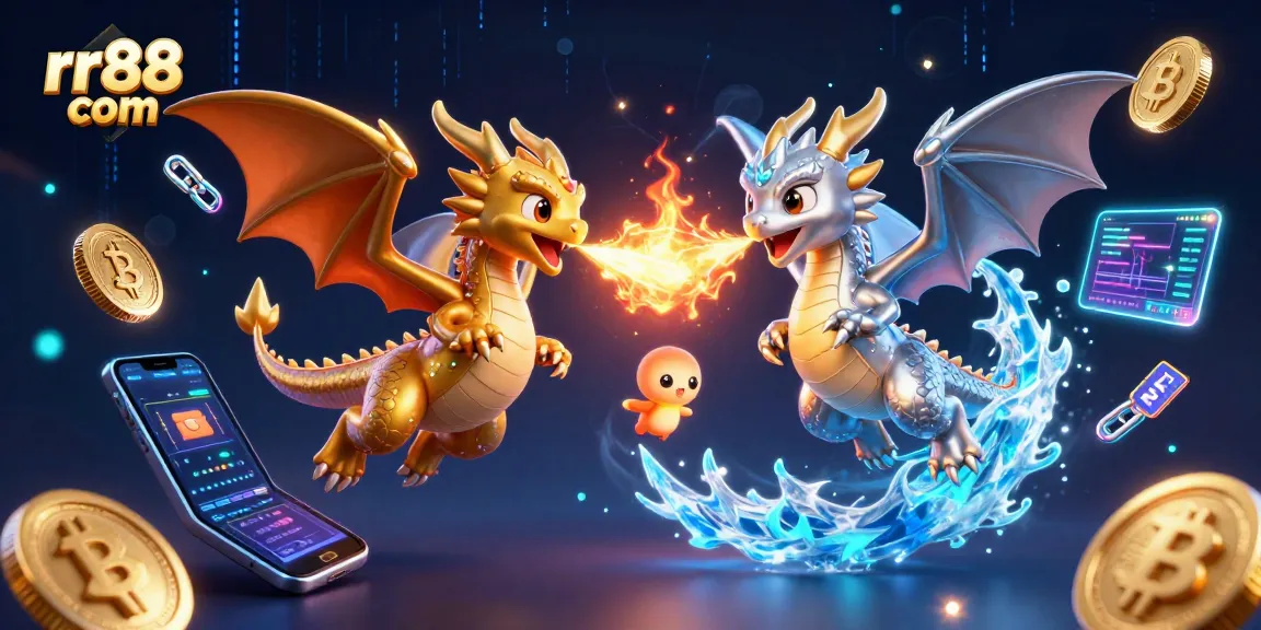 Experience thrilling gameplay with rr88 com casino illustration featuring dynamic dragons and crypto elements.
