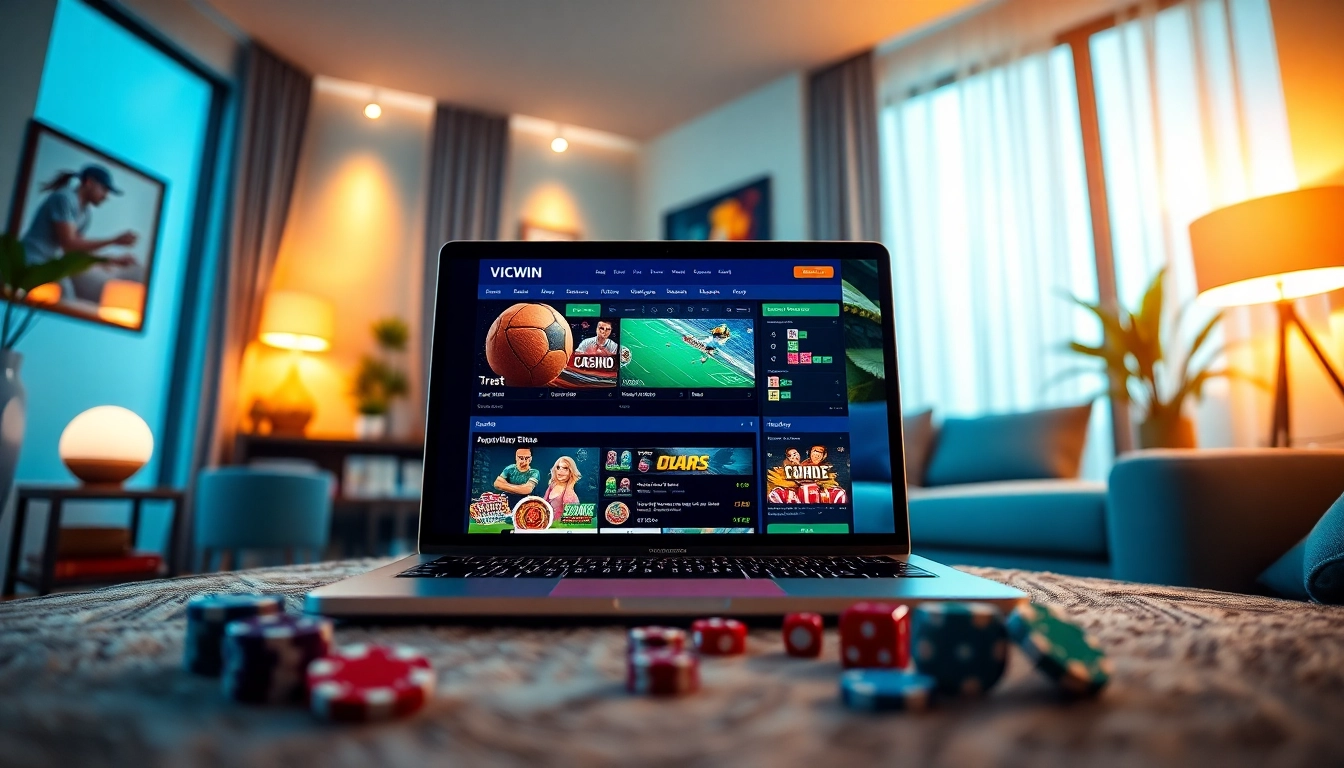 The VICWIN online gaming experience showcases a user-friendly interface with vibrant graphics, reflecting trust and excitement in online betting.