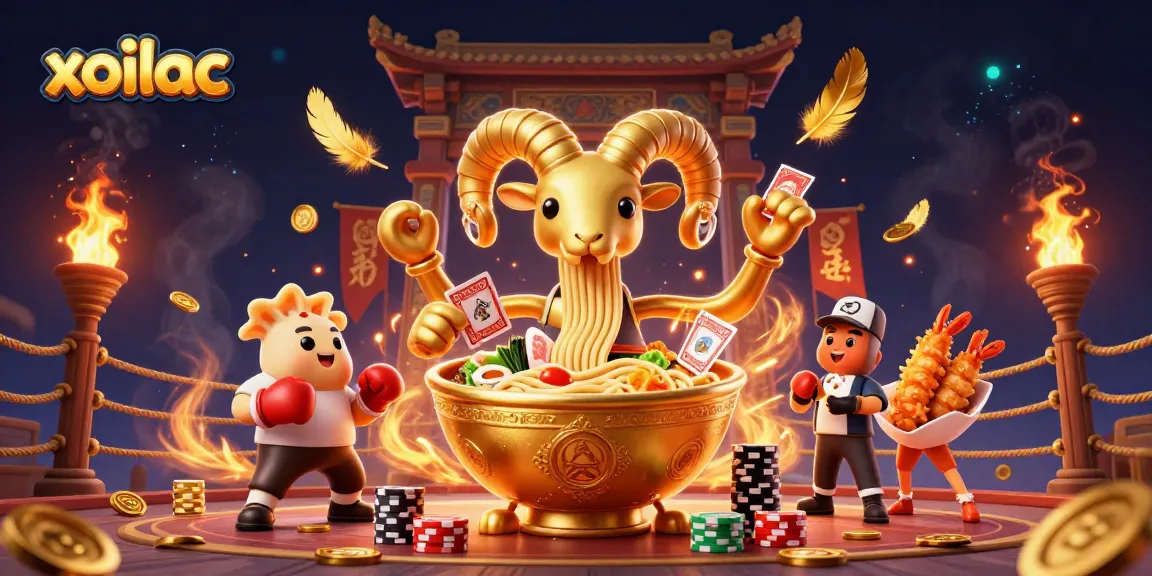 Experience exciting gambling at xoilac with a vibrant scene of gaming characters and dynamic casino elements.