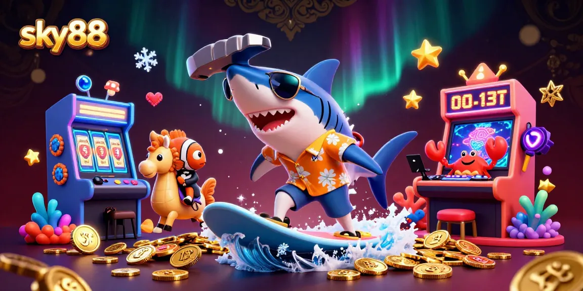 Engage in thrilling gameplay at sky88, featuring a vibrant underwater casino experience with dynamic characters and lively elements.