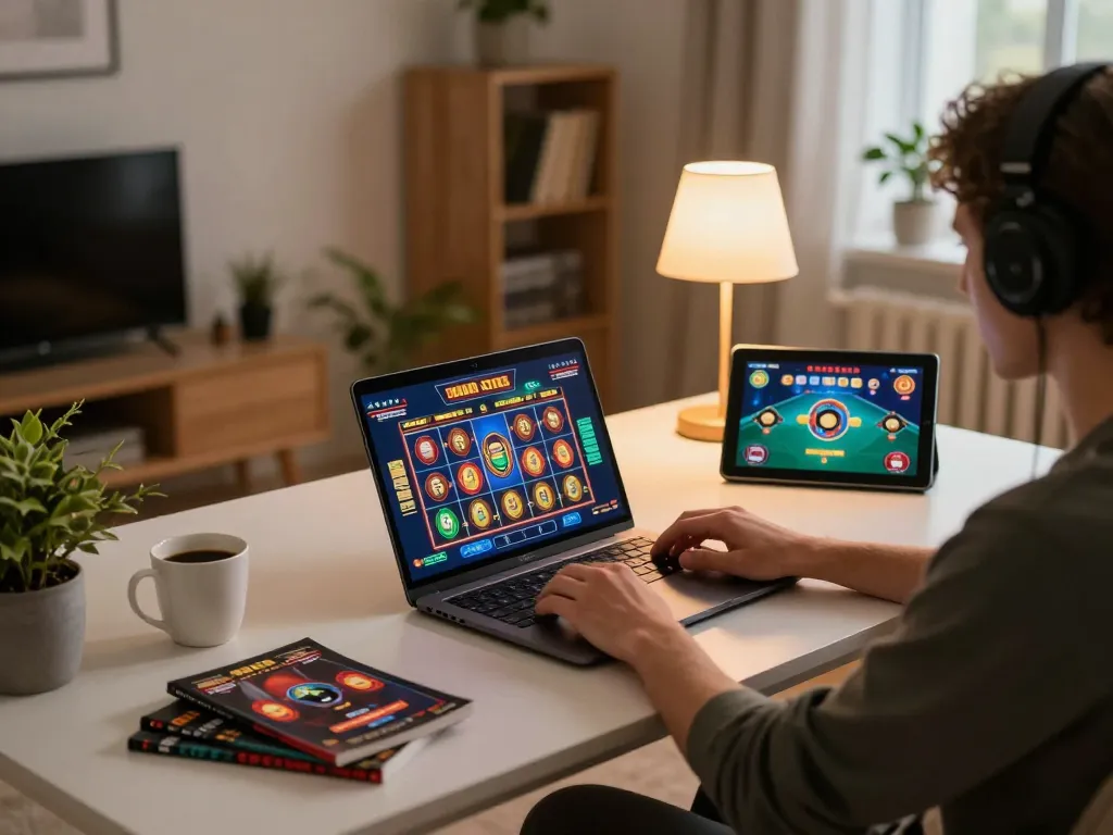 Player engaging with online slots at home using SC88VN platform for a seamless gambling experience