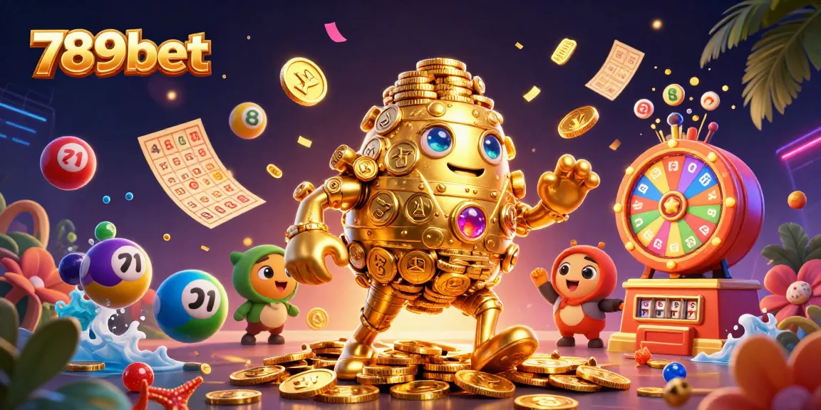 Engage with thrilling gambling experiences at 789bet, featuring a dynamic golden golem, jackpot elements, and vibrant lottery themes.