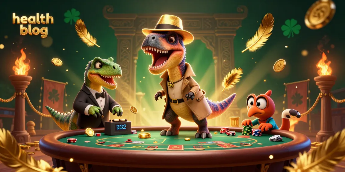 Engage with the health blog as a velociraptor card counter at a lively casino blackjack table.