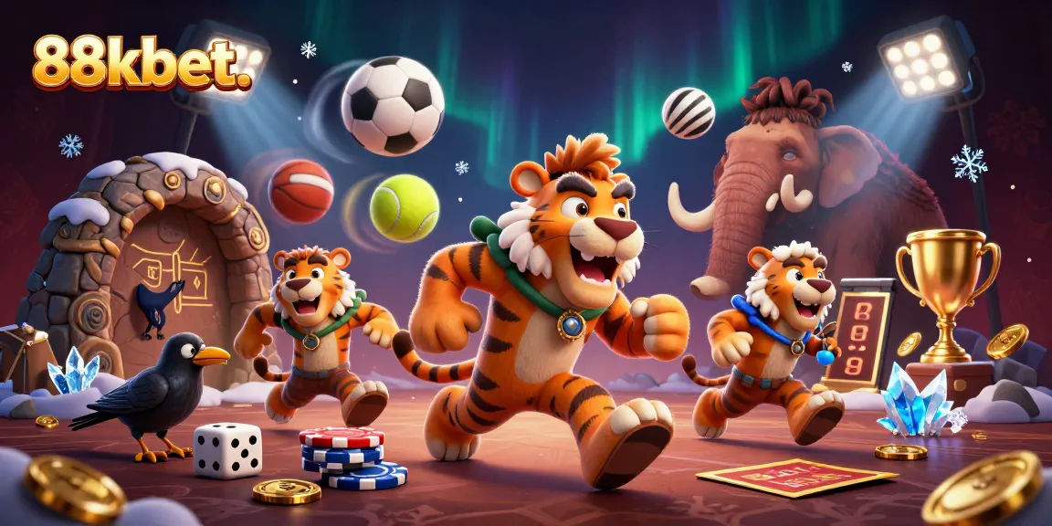 Experience the thrilling action of 88kbet. in a vibrant 3D cartoon casino scene filled with dynamic sports elements.