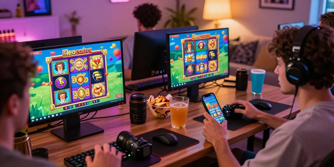 Engaged users playing Cleocatra jogar online in a cozy setting with vibrant graphics and devices.