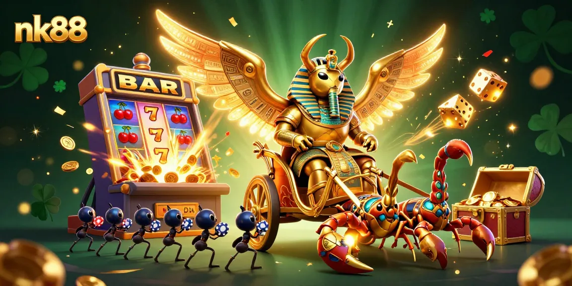 Create thrilling wins with nk88's 3D casino adventure featuring golden scarabs and explosive jackpots.