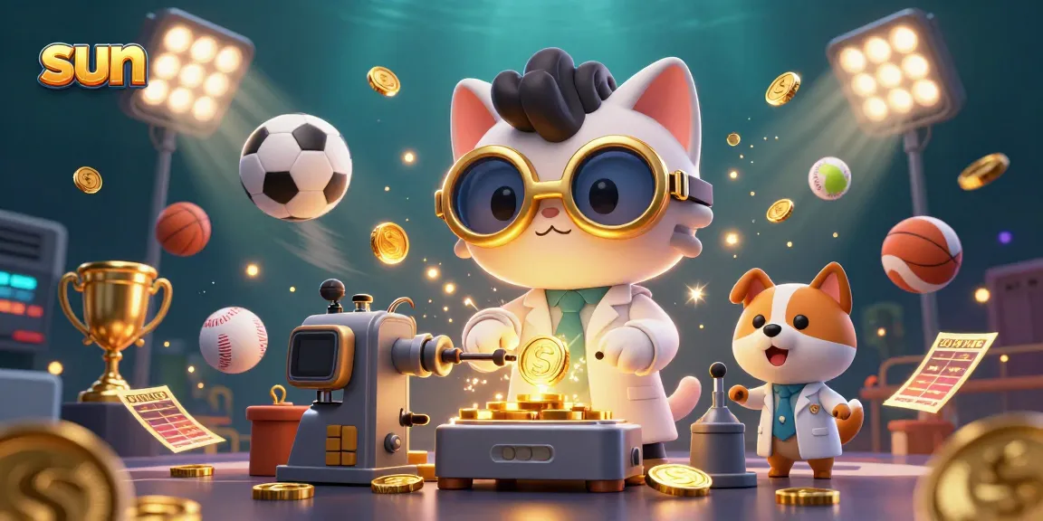 Play exciting games at the sun-themed casino with vibrant sports elements and golden winnings.