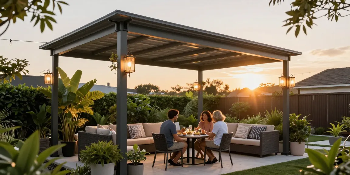 Moderne Terrassenüberdachungen schaffen ein einladendes Ambiente im Garten.