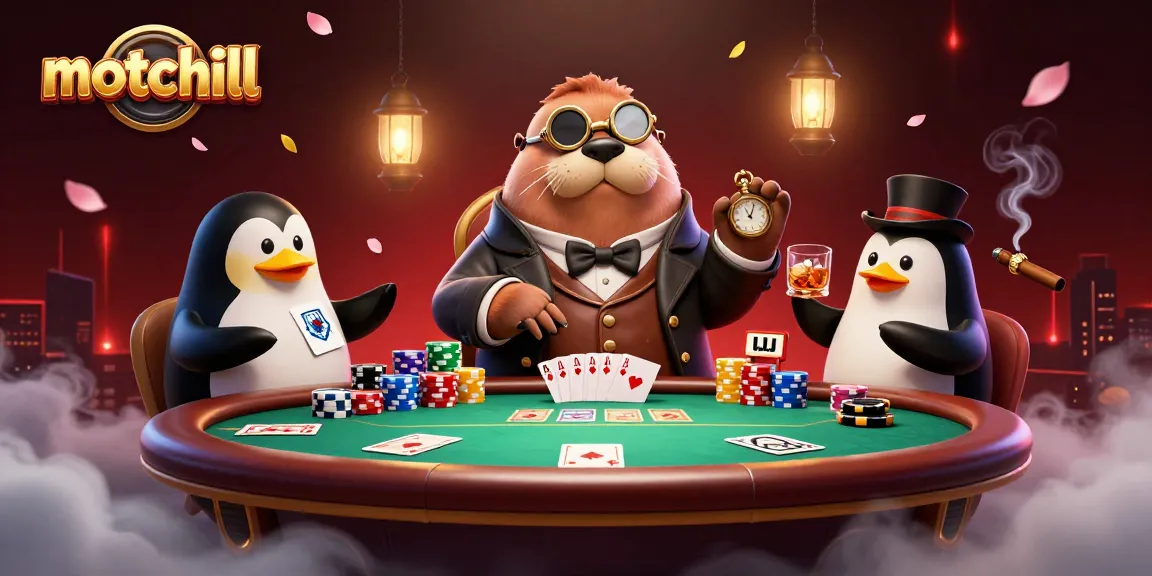 Experience thrilling poker action with motchill characters at a vibrant underwater casino scene.