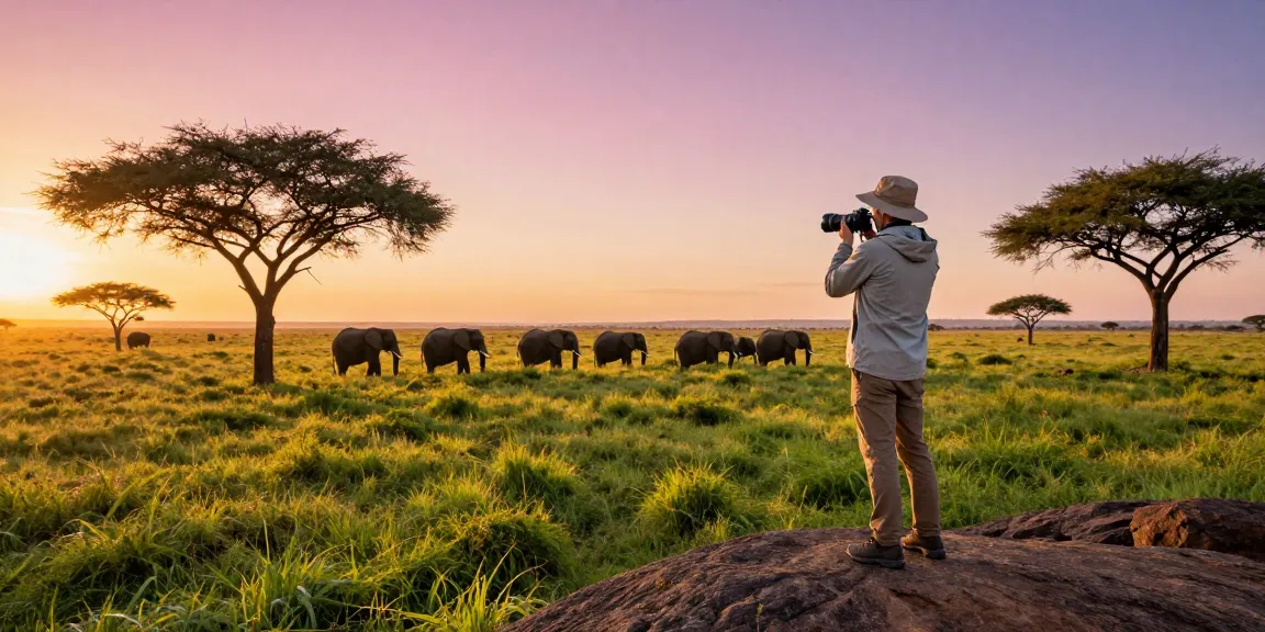 NAGA2000 traveler capturing wildlife at Kidepo Valley National Park during sunset.