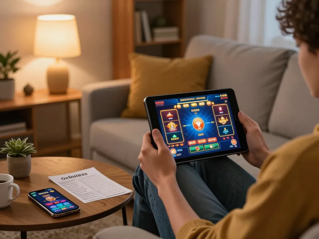 Enjoy dynamic online gaming at home with 8k8.fan, featuring an engaging tablet interface.