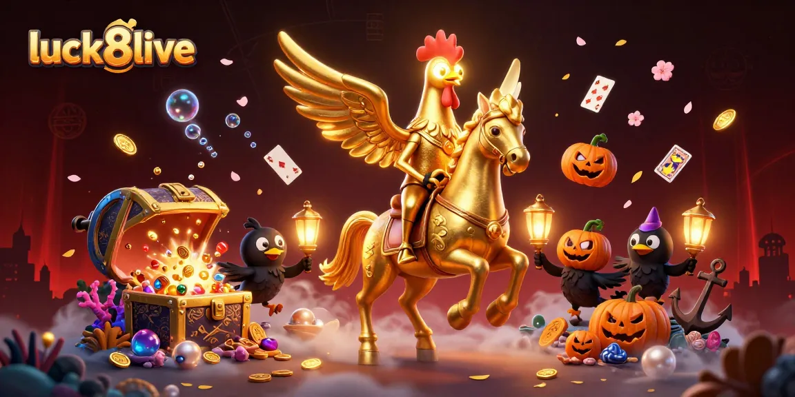 Experience luck8live's thrilling casino atmosphere featuring unique characters and vibrant gaming elements.