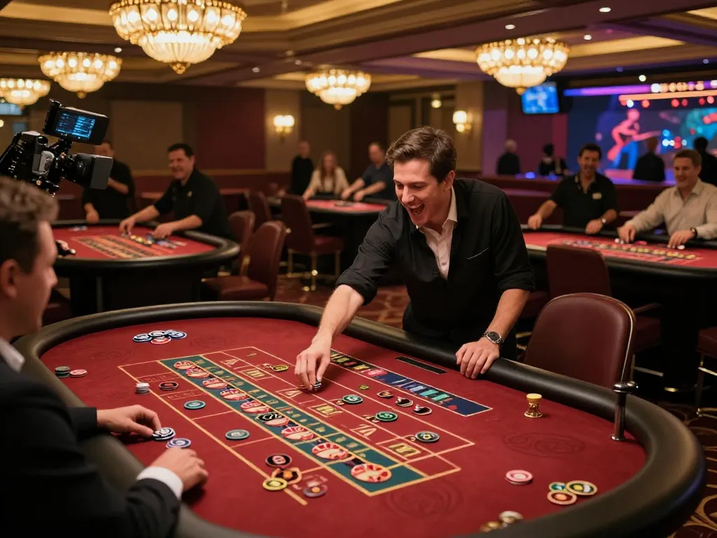 Players enjoy thrilling IWIN roulette action in a vibrant casino, showcasing excitement and betting strategy