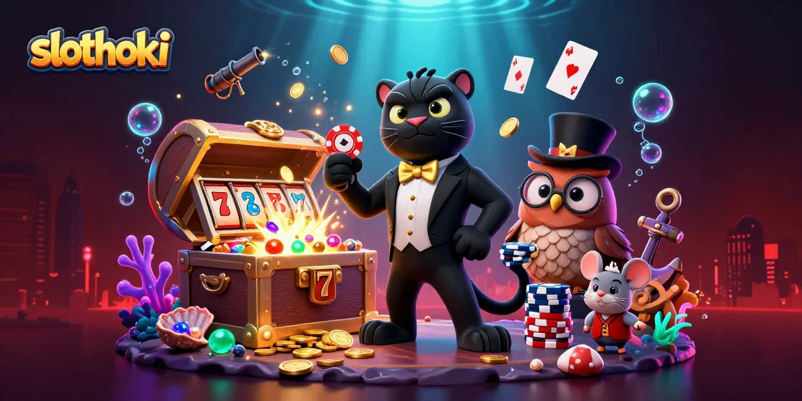 Menangkan jackpot di slothoki dengan simbol mesin slot berkilau dan karakter menarik!