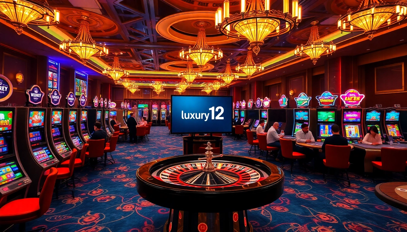 Experience luxury12 excitement at high-end casino tables with vibrant slot machines.