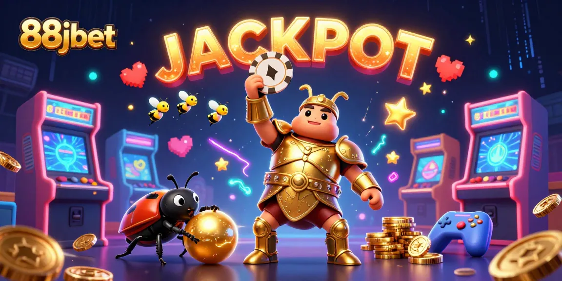 Experience the excitement of 88jbet with lucky beetles celebrating a big jackpot in a vibrant casino scene.