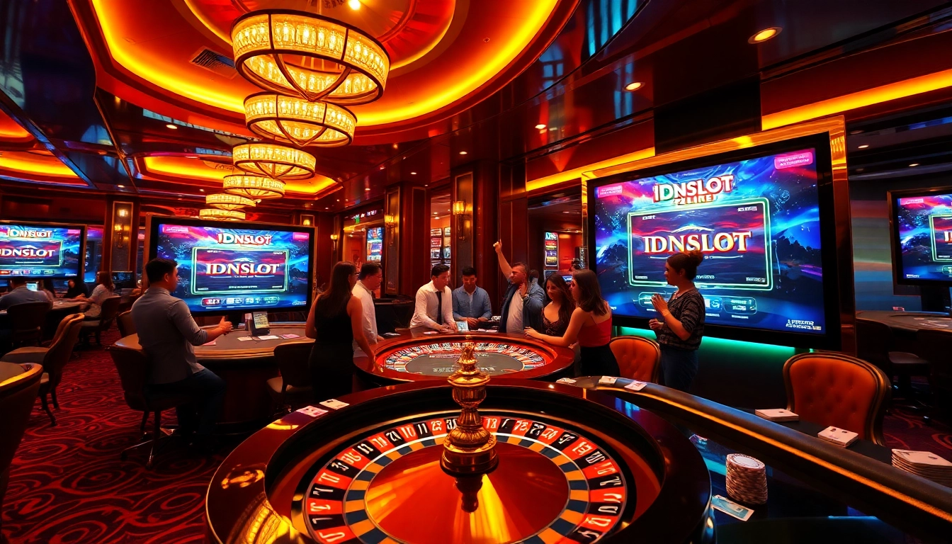 Experience IDNSLOT excitement with vibrant casino visuals showcasing winning moments.