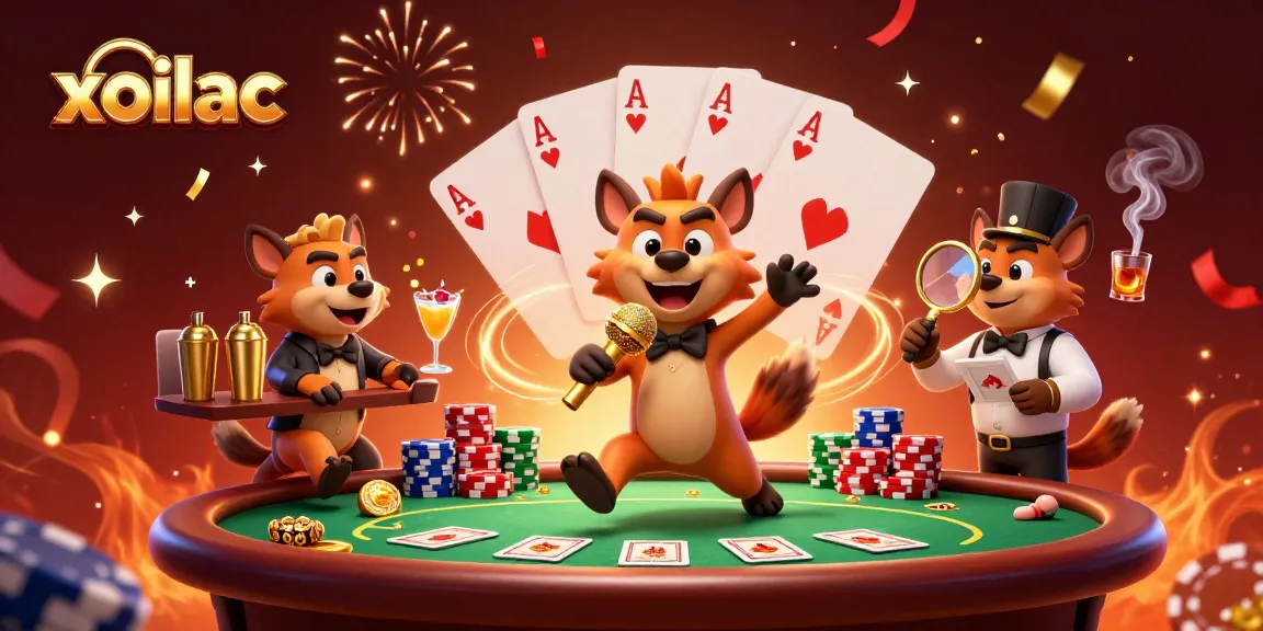 Xoilac delivers thrilling casino excitement with hyena characters in a vibrant gaming scene.