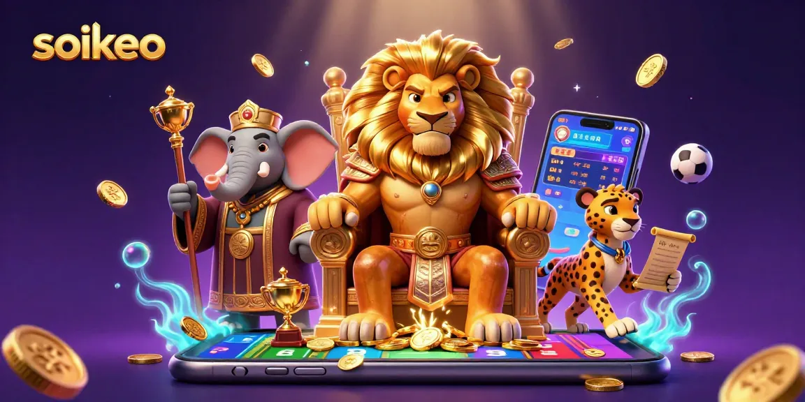 Engage in sports betting excitement with soikeo showcasing a lion king and elephant advisor
