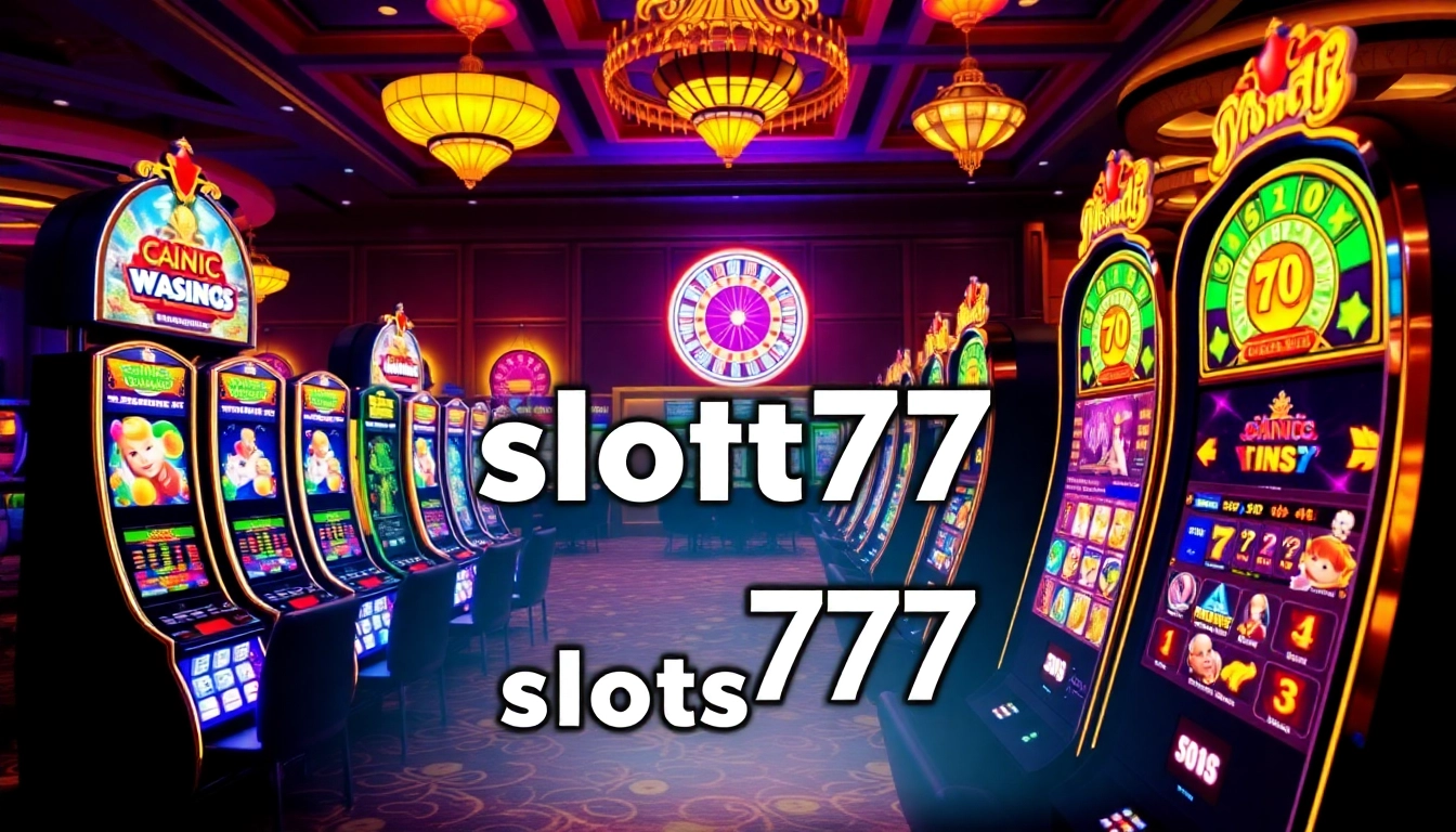 Enjoy thrilling gameplay at slots777 with vibrant slot machines in a luxurious casino setting.