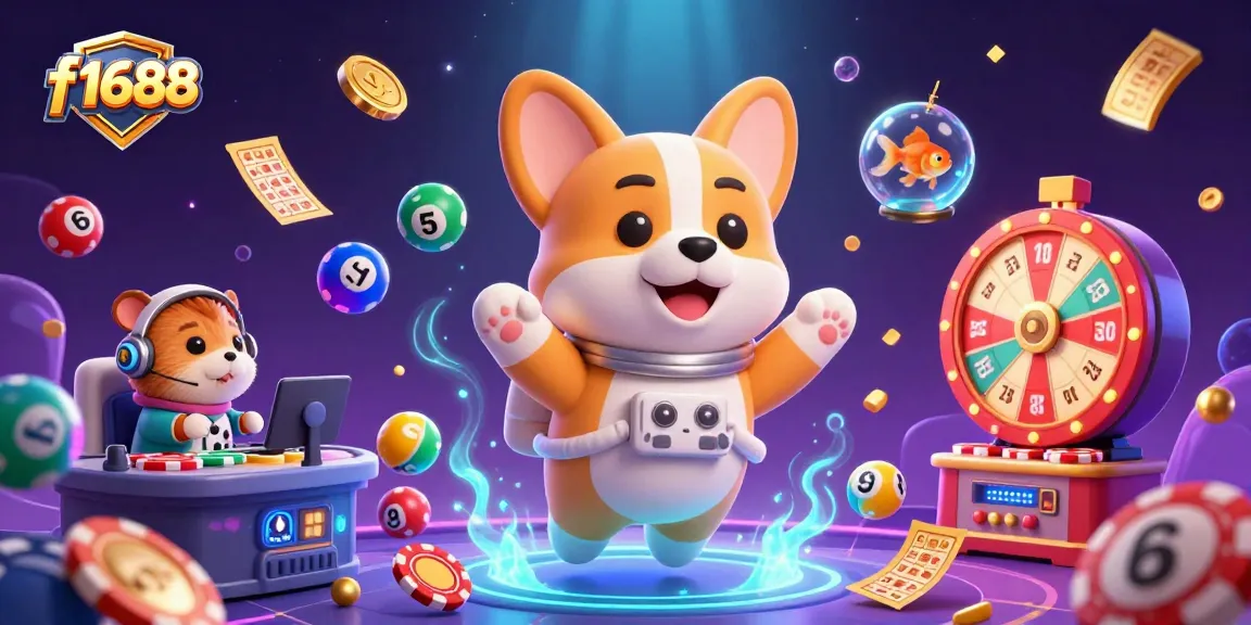 Experience thrilling gameplay in the vibrant f1688 casino, filled with floating lottery balls and dazzling prizes.