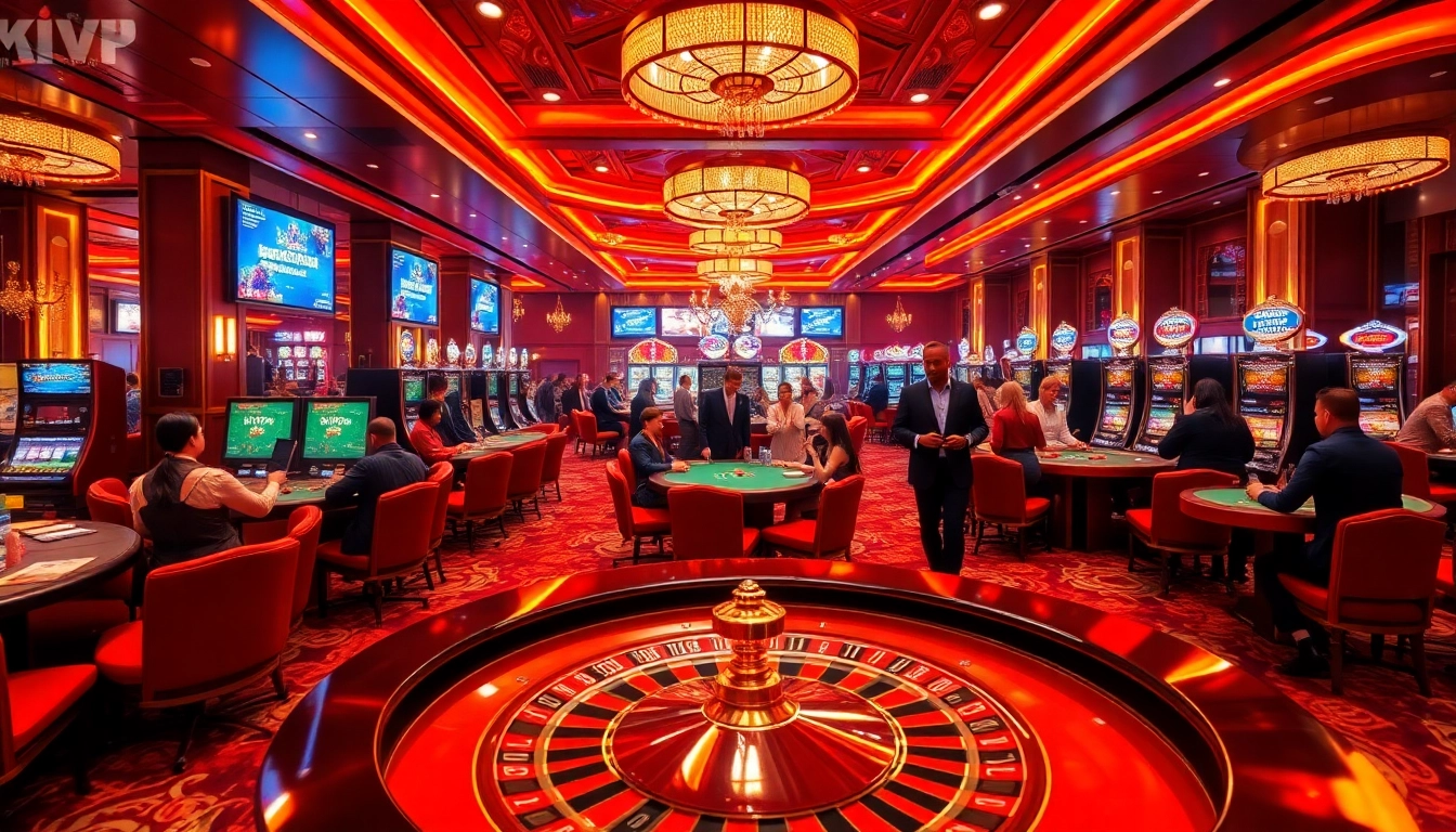Experience the excitement of gambling at a luxury casino featuring okwin tv elements mixed with vibrant gaming.