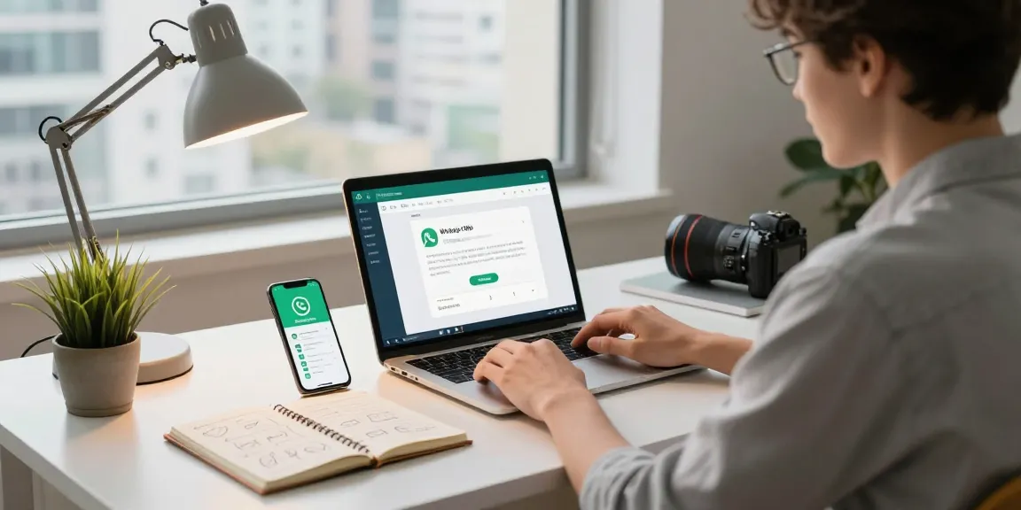WhatsApp網頁版 user interacting with tech in a modern workspace