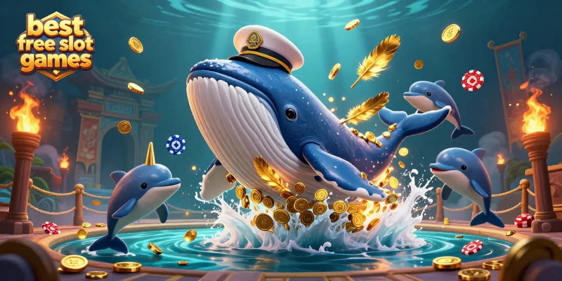 Experience the thrill of the best free slot games with a cartoon whale and playful dolphins.
