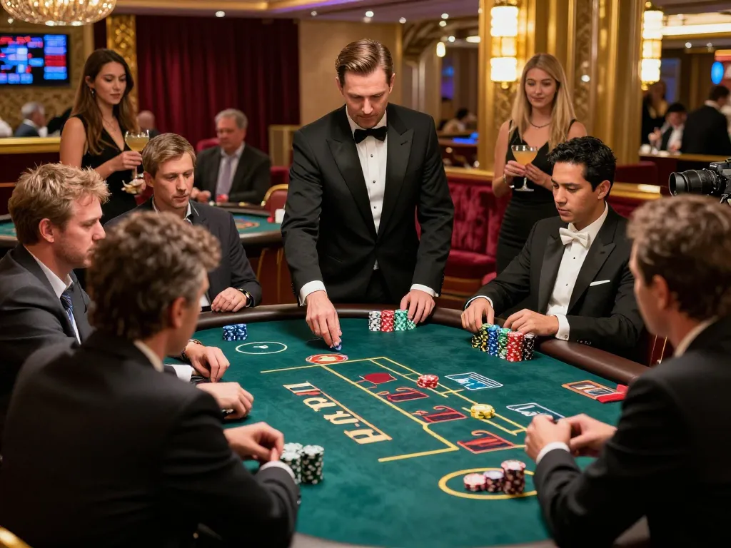 house players at the blackjack table in a luxurious casino setting, showcasing the action at nhà cái mb66