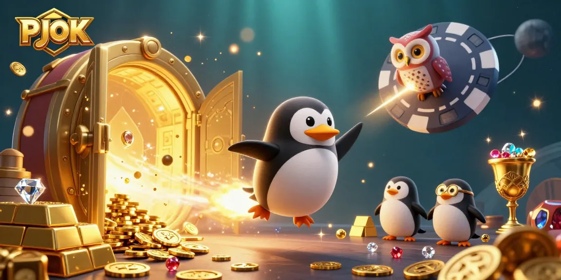 PJOK offers thrilling online gambling adventures with a rocket-powered penguin leading the way through a cosmic casino.