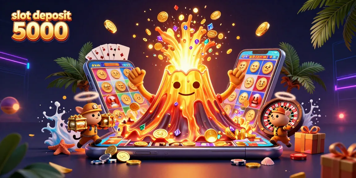 Experience the thrill of slot deposit 5000 with vibrant golden volcanoes and treasure-filled adventures!