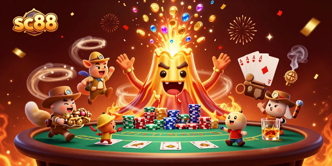 Win with sc88: an exciting casino experience featuring a golden volcano and treasure!