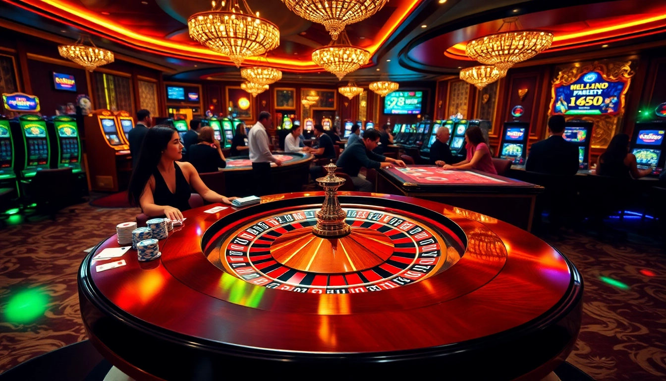 Exciting gambling scene featuring Nhà cái 78WIN with roulette, poker, and betting action.