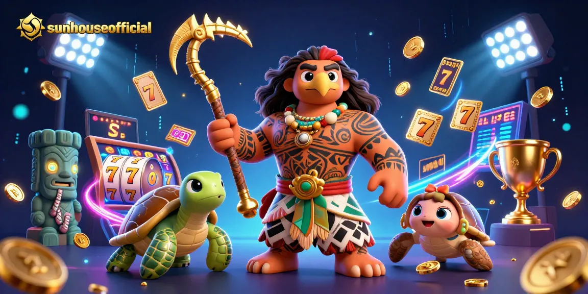 Engage with thrilling casino slots action featuring sunhouseofficial's dynamic illustrative scene.